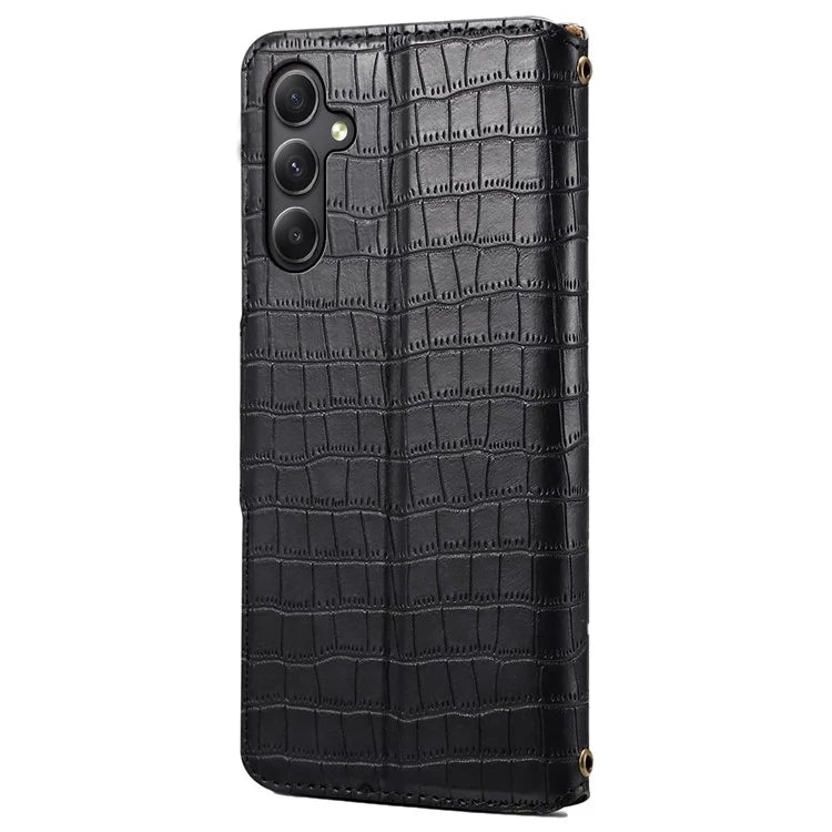 For Samsung Galaxy A24 4G (162.1 x 77.6 x 8.3mm) Wallet Case Leather Crocodile Texture Phone Cover