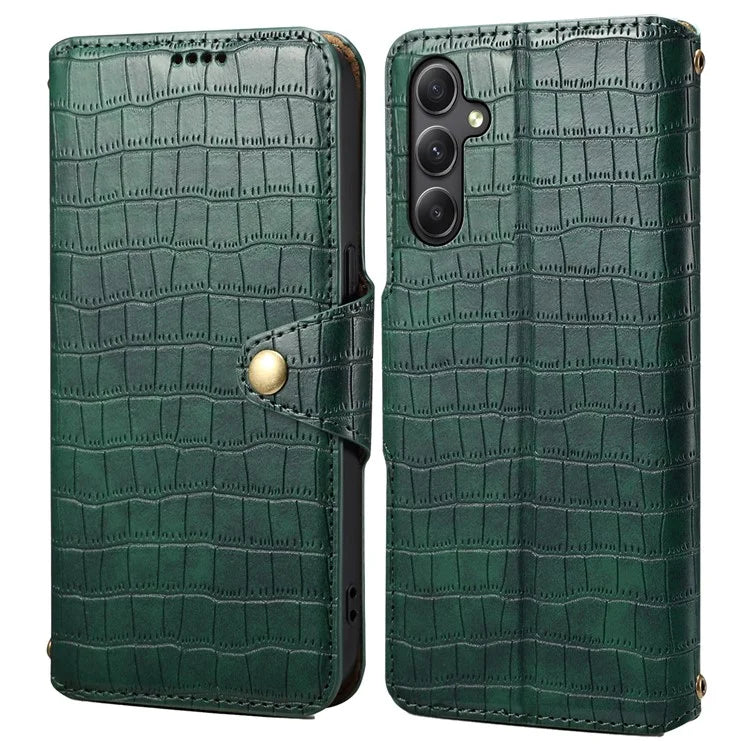 For Samsung Galaxy A24 4G (162.1 x 77.6 x 8.3mm) Wallet Case Leather Crocodile Texture Phone Cover