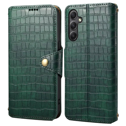 For Samsung Galaxy A24 4G (162.1 x 77.6 x 8.3mm) Wallet Case Leather Crocodile Texture Phone Cover