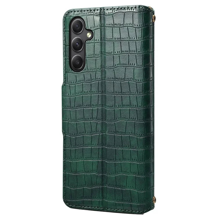 For Samsung Galaxy A24 4G (162.1 x 77.6 x 8.3mm) Wallet Case Leather Crocodile Texture Phone Cover
