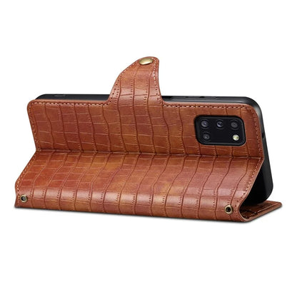For Samsung Galaxy A31 Case PU Leather Wallet Stand Phone Cover Crocodile Texture