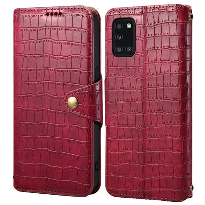 For Samsung Galaxy A31 Case PU Leather Wallet Stand Phone Cover Crocodile Texture