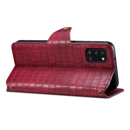 For Samsung Galaxy A31 Case PU Leather Wallet Stand Phone Cover Crocodile Texture