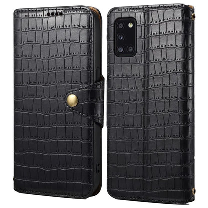 For Samsung Galaxy A31 Case PU Leather Wallet Stand Phone Cover Crocodile Texture