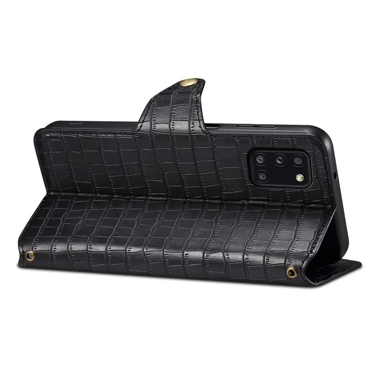 For Samsung Galaxy A31 Case PU Leather Wallet Stand Phone Cover Crocodile Texture