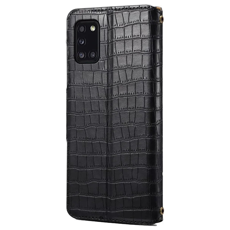 For Samsung Galaxy A31 Case PU Leather Wallet Stand Phone Cover Crocodile Texture