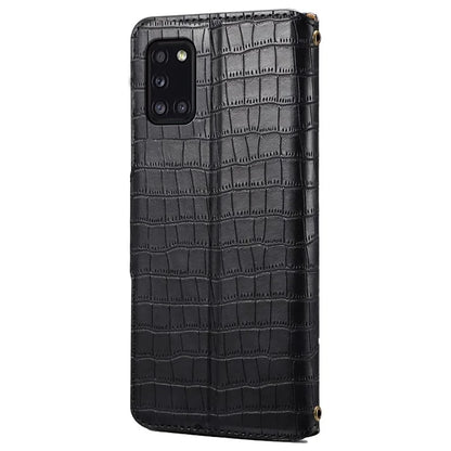 For Samsung Galaxy A31 Case PU Leather Wallet Stand Phone Cover Crocodile Texture