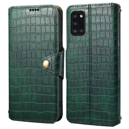 For Samsung Galaxy A31 Case PU Leather Wallet Stand Phone Cover Crocodile Texture