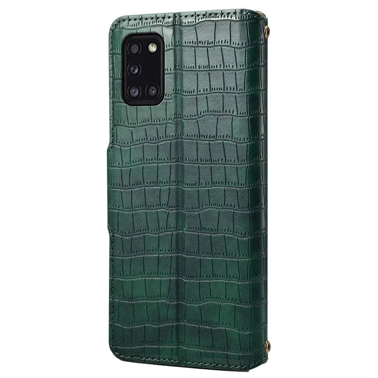 For Samsung Galaxy A31 Case PU Leather Wallet Stand Phone Cover Crocodile Texture