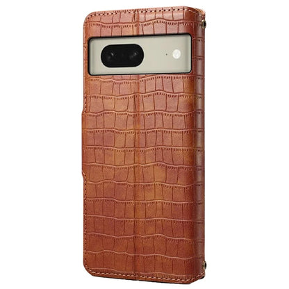 For Google Pixel 8 Leather Case Crocodile Texture Full Protection Wallet Phone Cover