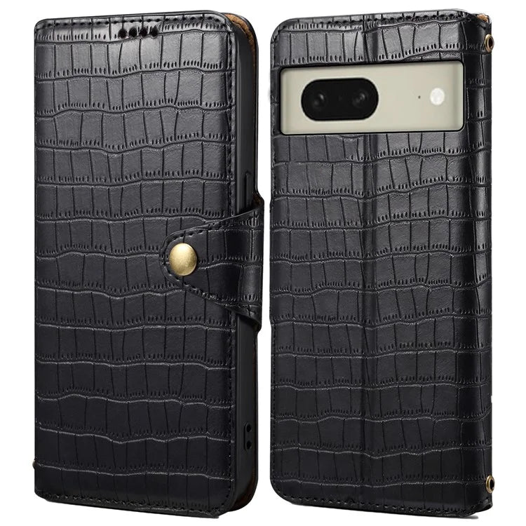 For Google Pixel 8 Leather Case Crocodile Texture Full Protection Wallet Phone Cover