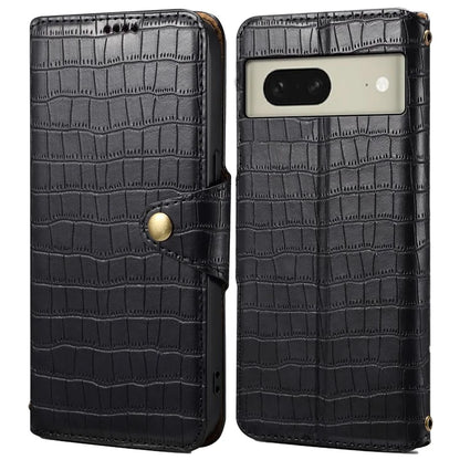 For Google Pixel 8 Leather Case Crocodile Texture Full Protection Wallet Phone Cover