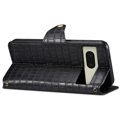 For Google Pixel 8 Leather Case Crocodile Texture Full Protection Wallet Phone Cover