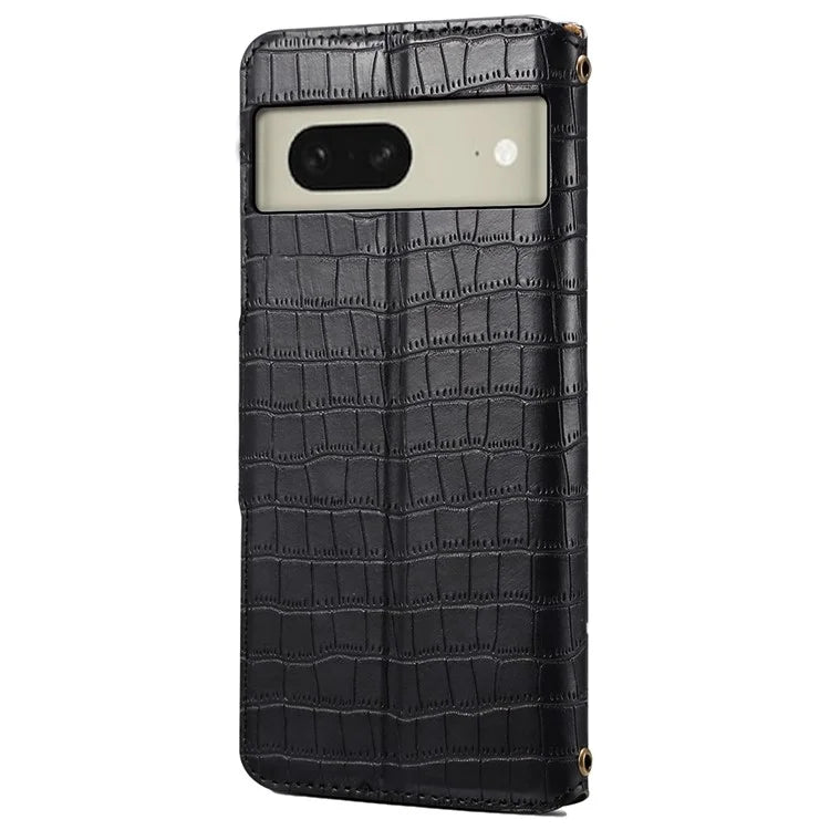For Google Pixel 8 Leather Case Crocodile Texture Full Protection Wallet Phone Cover
