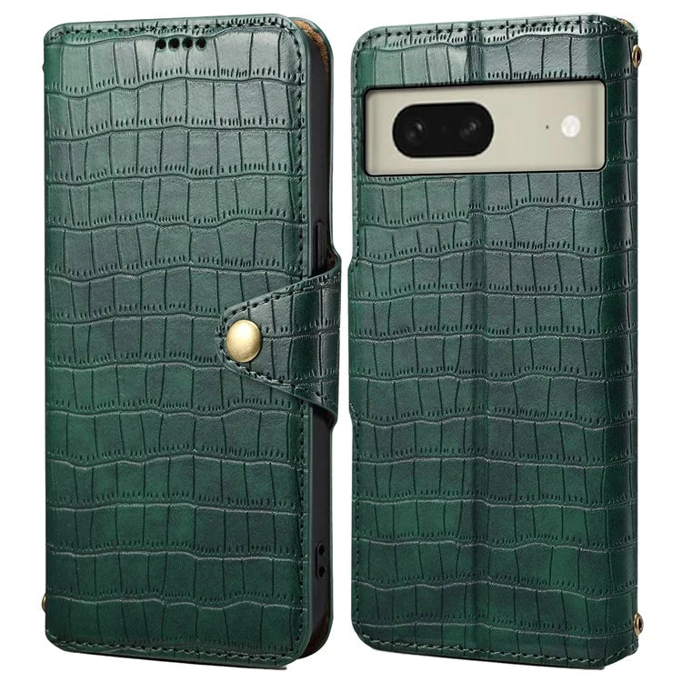For Google Pixel 8 Leather Case Crocodile Texture Full Protection Wallet Phone Cover