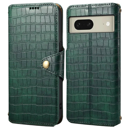 For Google Pixel 8 Leather Case Crocodile Texture Full Protection Wallet Phone Cover