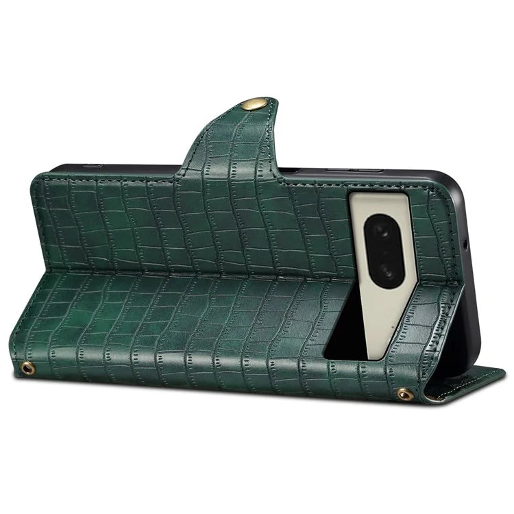 For Google Pixel 8 Leather Case Crocodile Texture Full Protection Wallet Phone Cover