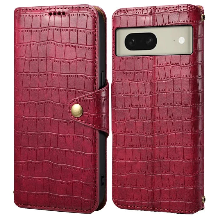 For Google Pixel 8 Leather Case Crocodile Texture Full Protection Wallet Phone Cover