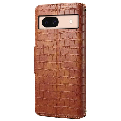 For Google Pixel 8a Phone Cover Crocodile Texture Wallet Case with Folding Stand