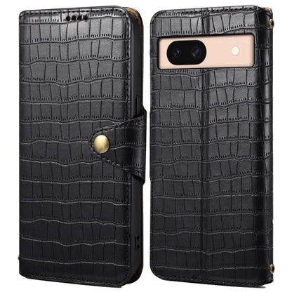 For Google Pixel 8a Phone Cover Crocodile Texture Wallet Case with Folding Stand