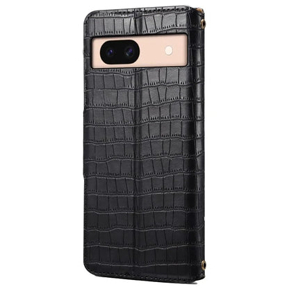 For Google Pixel 8a Phone Cover Crocodile Texture Wallet Case with Folding Stand