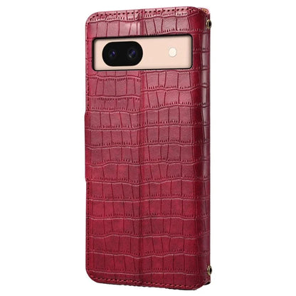 For Google Pixel 8a Phone Cover Crocodile Texture Wallet Case with Folding Stand