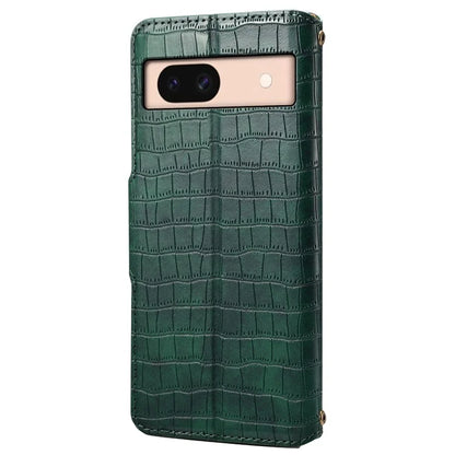 For Google Pixel 8a Phone Cover Crocodile Texture Wallet Case with Folding Stand