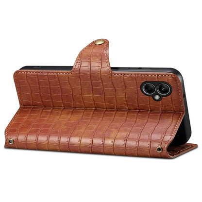 For Samsung Galaxy A05 4G Anti-Scratch Wallet Phone Cover PU Leather Phone Stand Case (Crocodile Texture)
