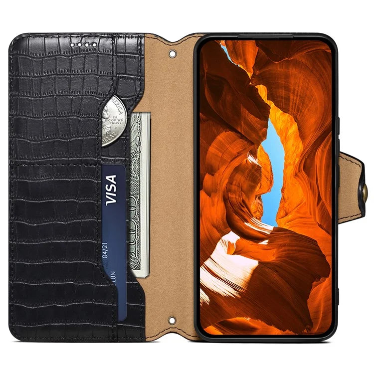 For Samsung Galaxy A05 4G Anti-Scratch Wallet Phone Cover PU Leather Phone Stand Case (Crocodile Texture)