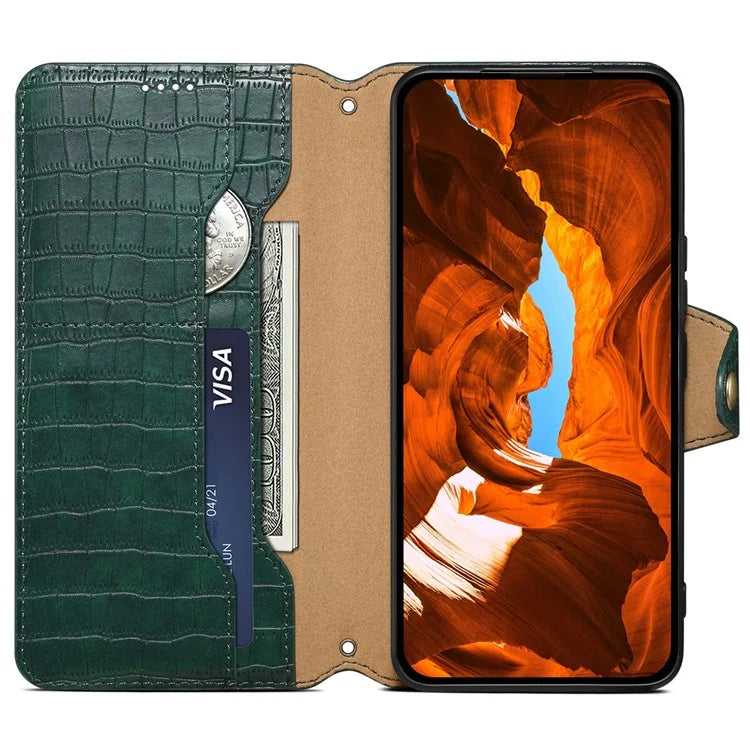 For Samsung Galaxy A05 4G Anti-Scratch Wallet Phone Cover PU Leather Phone Stand Case (Crocodile Texture)