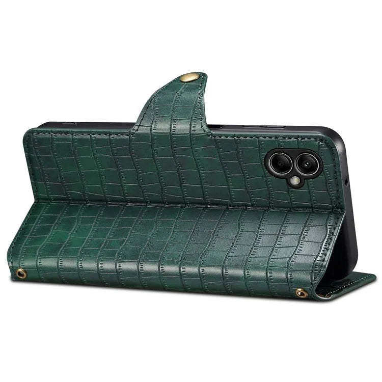 For Samsung Galaxy A05 4G Anti-Scratch Wallet Phone Cover PU Leather Phone Stand Case (Crocodile Texture)