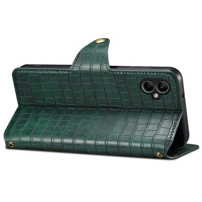 For Samsung Galaxy A05 4G Anti-Scratch Wallet Phone Cover PU Leather Phone Stand Case (Crocodile Texture)