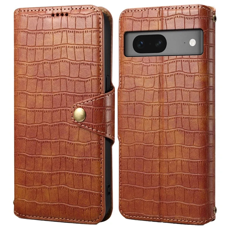 For Google Pixel 7 5G Leather Flip Case Crocodile Texture Wallet Phone Cover