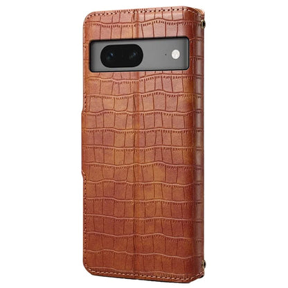 For Google Pixel 7 5G Leather Flip Case Crocodile Texture Wallet Phone Cover