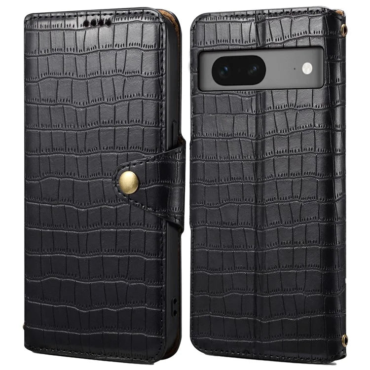 For Google Pixel 7 5G Leather Flip Case Crocodile Texture Wallet Phone Cover