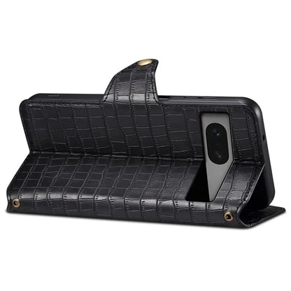 For Google Pixel 7 5G Leather Flip Case Crocodile Texture Wallet Phone Cover