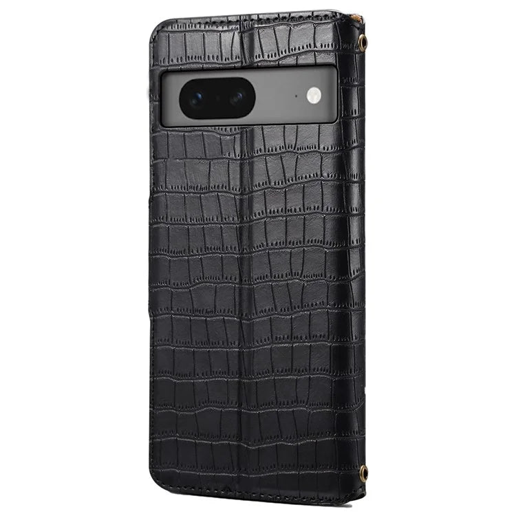 For Google Pixel 7 5G Leather Flip Case Crocodile Texture Wallet Phone Cover