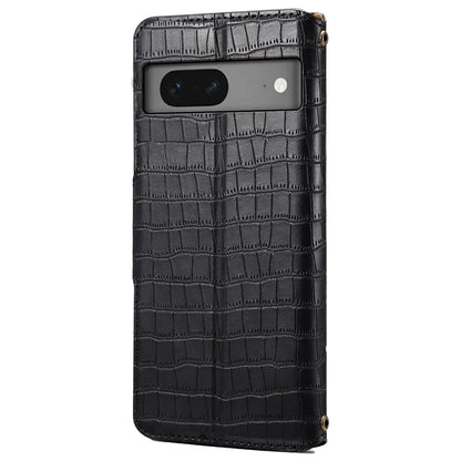 For Google Pixel 7 5G Leather Flip Case Crocodile Texture Wallet Phone Cover