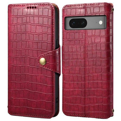 For Google Pixel 7 5G Leather Flip Case Crocodile Texture Wallet Phone Cover