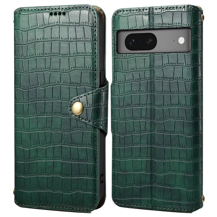 For Google Pixel 7 5G Leather Flip Case Crocodile Texture Wallet Phone Cover