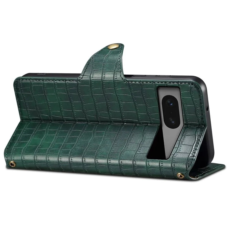 For Google Pixel 7 5G Leather Flip Case Crocodile Texture Wallet Phone Cover