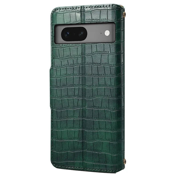 For Google Pixel 7 5G Leather Flip Case Crocodile Texture Wallet Phone Cover