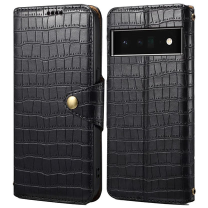 For Google Pixel 6 Pro 5G Case Crocodile Texture Stand Phone Wallet Cover