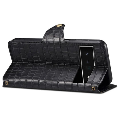 For Google Pixel 6 Pro 5G Case Crocodile Texture Stand Phone Wallet Cover