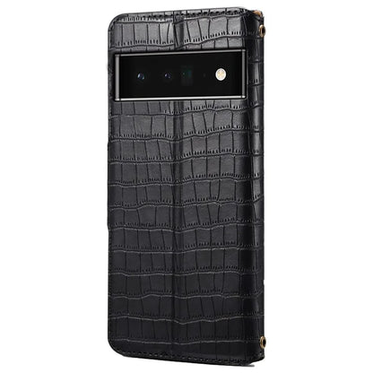 For Google Pixel 6 Pro 5G Case Crocodile Texture Stand Phone Wallet Cover