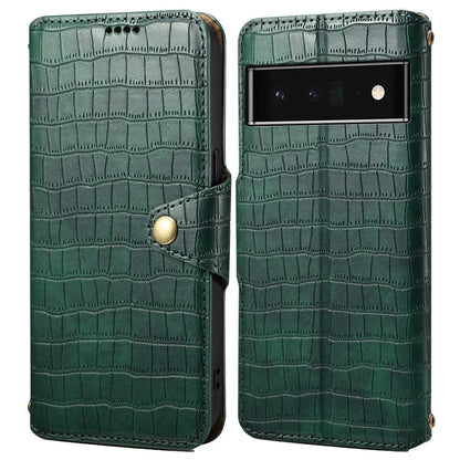 For Google Pixel 6 Pro 5G Case Crocodile Texture Stand Phone Wallet Cover