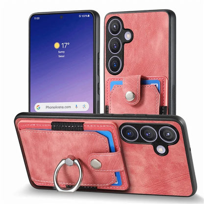 D2 For Samsung Galaxy S24+ Dustproof Phone Case Card Holder Ring Kickstand Protection Cover