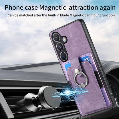 D2 For Samsung Galaxy S24+ Dustproof Phone Case Card Holder Ring Kickstand Protection Cover