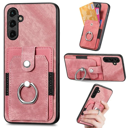 D2 For Samsung Galaxy A35 5G Case Vintage PU Leather+TPU Phone Cover with Ring Kickstand