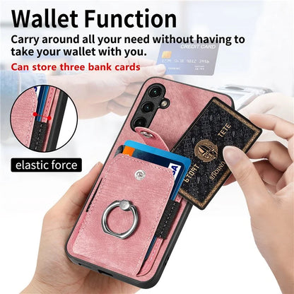 D2 For Samsung Galaxy A35 5G Case Vintage PU Leather+TPU Phone Cover with Ring Kickstand